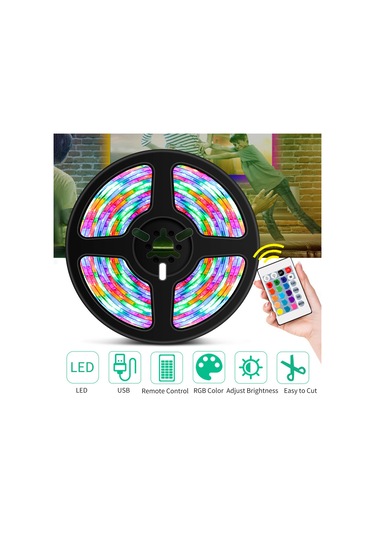 Dianziye 0.5m Usb Rgb Led Işık Şeridi, 24 Tuşlu Kumanda, 16 Renkli Ve 4 Dinamik Mod, Su Geçirmez, Ev Ve Dış Mekan Dekorasyonu