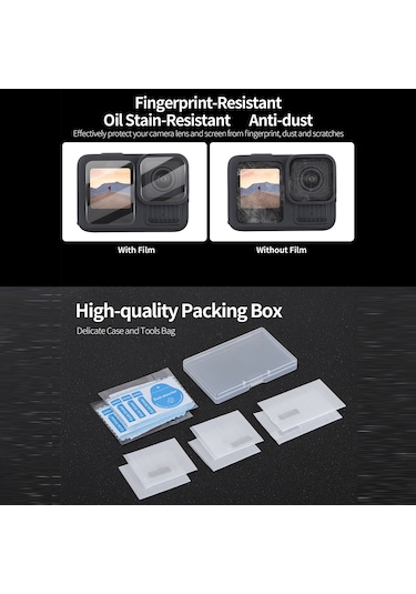 Gopro Hero13 Siyah Sunnylife 3'ü 1 Arada Lens Koruyucu Ön Ve Arka Ekran Temperli Cam Filmleri İçin, Miktar: 2 2 2 Takım Diğer