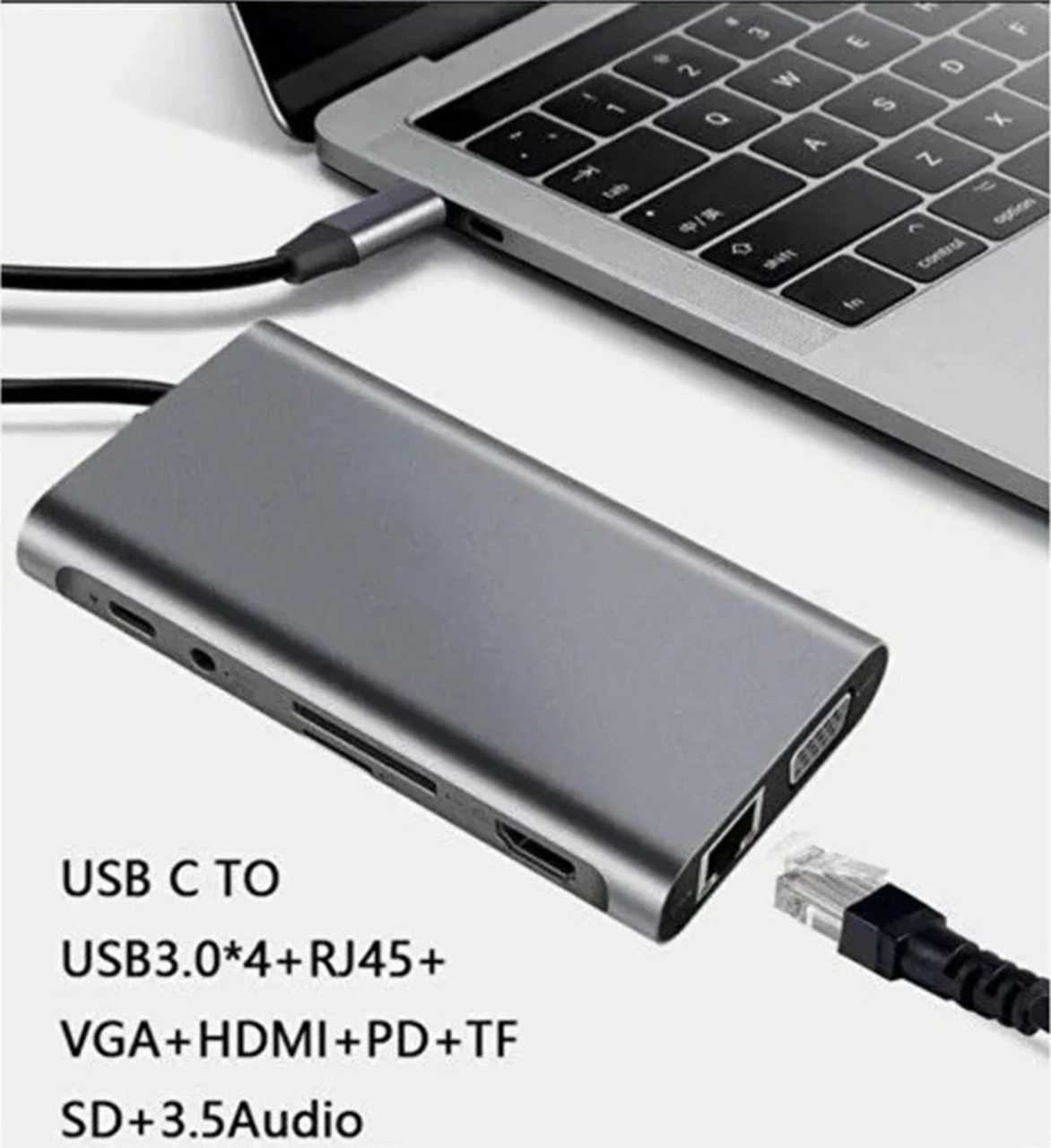 Technow Type-c To Hdmı Rj45 Type-c Sd Kart Usb 3.0 X 2 Vga Macbook 11in1 Çevirici Adaptör