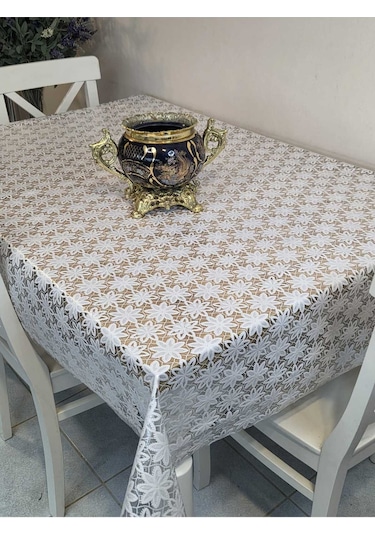 Ithal Pvc Muşamba - Desenli Silinebilir Masa Örtüsü 07nl10d Beyaz