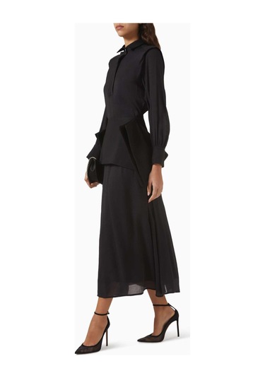 Eegen Studio Ophelia Kemerli Elbise - Crinkle Chiffon Crepe İle Şık Ve Rahat Seçenekler Siyah