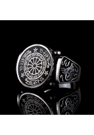 Fkgümüş 925 Ayar Gümüş Osmanlı Tuğralı Rufai Gülü Erkek Yüzük Silver