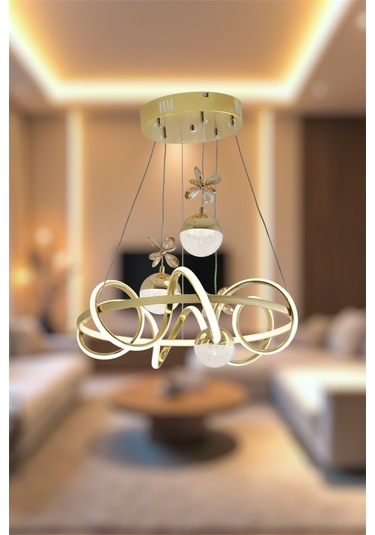 Ey Shop 3 Lü Toplu Çember 3 Renk Beyaz&sarı&günışığı Led Avize Gold