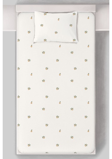 Organik Tek Kişilik Lastikli Çarşaf Seti - Minik Limonlar Renkli