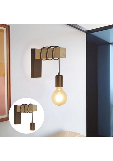 Homyl Ahşap Duvar Lambası Aplik Işık Fikstürü Anahtarsız Anahtarsız Diğer