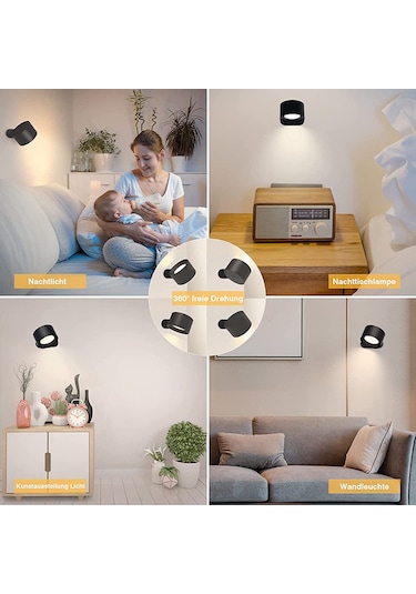 Vkemall Usb Şarjlı Dokunmatik Led Gece Lambası - Manyetik, Taşınabilir, 3 Renk Seçeneği Siyah