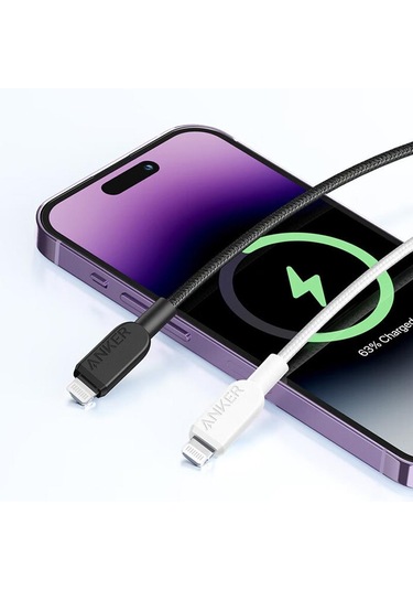 Anker Mfi Type-c - 8 Pin Hızlı Şarj Örgülü Kablo, Renk: 1,8m Siyah