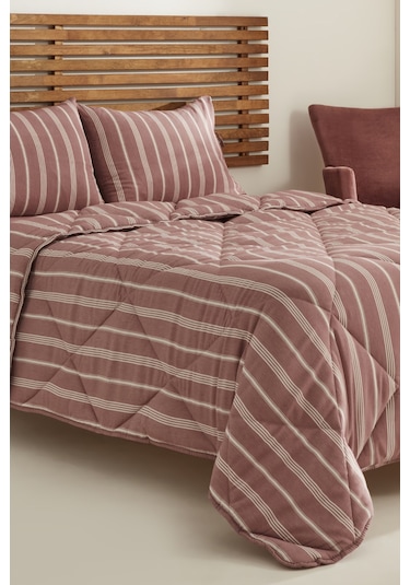 Karacahome Sarah Anderson Barlet Çift Kişilik Comfort Uyku Seti Çizgili Bordo