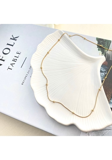 Kolye Dorika Topcuklu Model 316l Paslanmaz Çelik Gold 45+5cm Altın