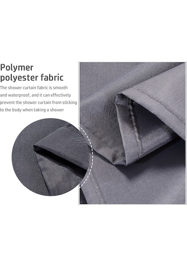 Tenfowee Gri Kalın Poliester Banyo Perdesi - Su Geçirmez, Nem Koruyucu, 120x180 Cm, 8 Adet Kanca İle Tam Set Gri
