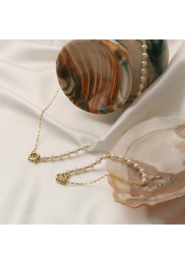 925 Ayar Gümüş Cream Tatlı Su İncisi Set-5.59mm