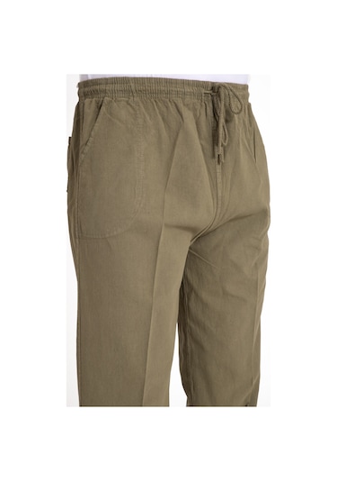 Erkek Ham Bez Lastikli Yüksek Bel Rahat Kalıp %100 Natural Pamuk Eşofman Alt Pantolon Alt Giyim 2188-Kahve Rengi Çok Renkli