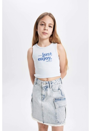 DeFacto Kız Çocuk Bisiklet Yaka Baskılı Atlet C4717A824SMBE61