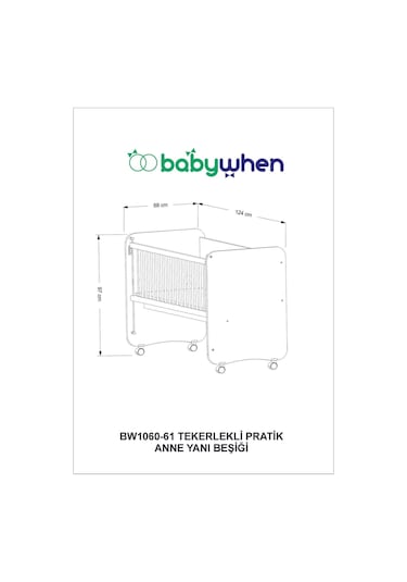 Bw1060 - Pratik Tekerlekli Anne Yanı Beşik Beyaz 60 X 120 Beyaz