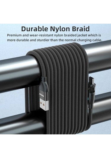 Enkay 180 Derece Dönen Usb'den Type-c 3a Hızlı Şarj Veri Kablosu Led Işıkla, Uzunluk: 1m Kırmızı