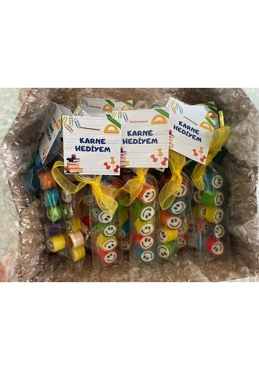 Karne Hediyesi Çok Renkli Karışık Desenli Parmak Şeker 100 Adet