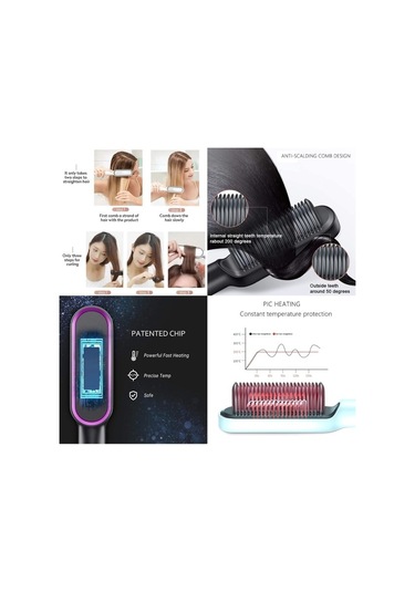 Venturemart Saç Düzleştirici Fırçası, Taraklı Saç Düzleştirme Demiri, Hızlı Isıtma Ve 5 Sıcaklık Ayarı