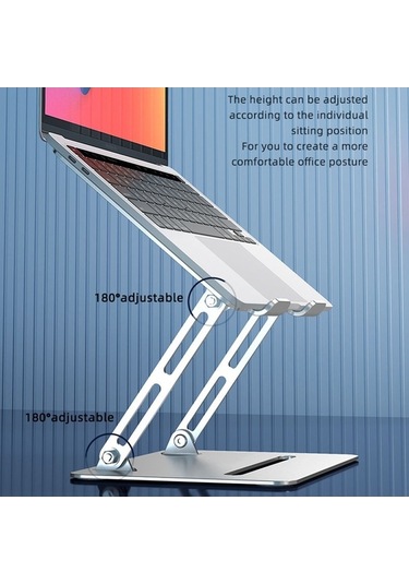 Ebitda L307 Kullanışlı Dizüstü Bilgisayar Standı, Ayarlanabilir Yükseklik Ve Soğutma, Metal Masaüstü Tutucu, Gri