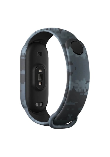 Wozlo Xiaomi Mi Band 7 Kordon Kayış Kamuflaj Desen - Siyah Gri - Pixel