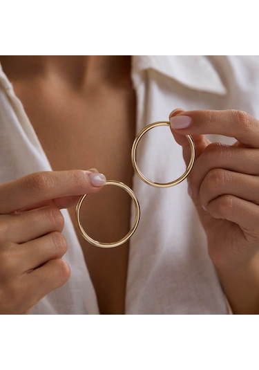 14k Altın Halka Küpe 2 Mm 4.3 Cm T14319 Renkli