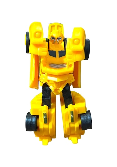Super Warrior Mini Plastik Gövdeli Dönüşebilen Robot Araba 7.5 Cm Sarı