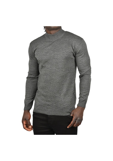 Deepsea Erkek Antrasit Zigzag Desenli Yarım Balıkçı Yaka Dar Kesim Boğazlı Triko Kazak 2505496 Antrasit