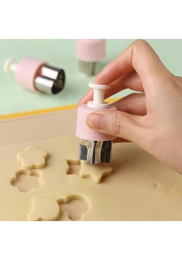 Yeşil 6 Adet Sebze Kesici Şekiller Seti Paslanmaz Çelik Pres Tipi Mini Kurabiye Kesici Çerez Pasta Damga Kalıp Kesiciler 56988870