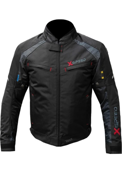 Xspeed War Erkek Dört Mevsim Motosiklet Mont Siyah Gri