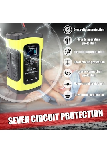 Moly 12v 6a Akıllı Akü Şarj Cihazı - Moto/suv Akü Tamiri Ve Koruma - Avrupa Standartı Sarı - Zyx-j10