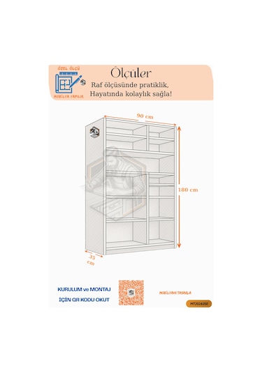 Tamamı Mdf 6 Kapaklı Açık Raflı Çok Amaçlı Mega Mutfak Dolabı/kil