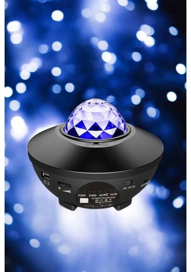 Projektör Yıldız Gece Lambası Disko Topu Bluetooth Bağlantılı Taşınabilir Şarjlı