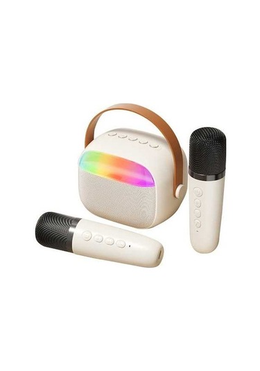 Besthome1 K30 Beyaz Bluetooth 5.0 Hoparlör, 7 Renkli Işık, 6w Güç, Mekanik Mikrofonlu K歌