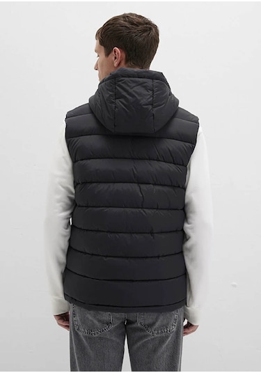 Mavi Kapüşonlu Şişme Siyah Erkek Yelek M0110604-71379 Siyah