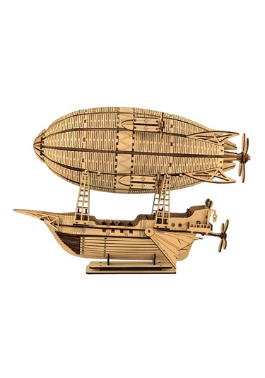 Zeppelin Ahşap Maket Seti Dıy 3d Puzzle Steampunk Hava Gemisi Koleksiyoner Modeli 316 Parça