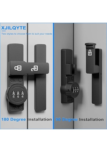 Pazly Anahtarsız Çinko Alaşım Dolabı Kilidi - Güvenli Depolama Kapıları İçin Kolay Kurulum Kilitli Kapı Kilidi Black, Flat