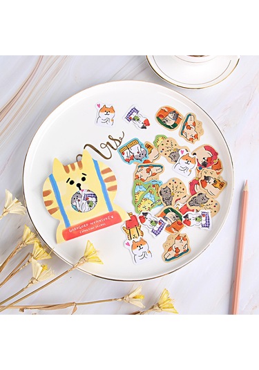 30 Küçük Çıkartma Kendin Yap El Sanatları Kedi Çok Renkli