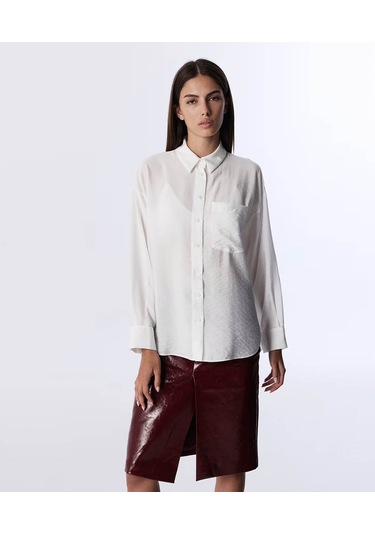 Twist Cepli Basic Ekru Kadın Gömlek Tw6250025081 Ekru