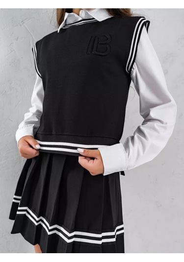 Paleberry Erkek Çocuklar İçin Kore Tarzı Y2k Tarzı Oversize Okul Yeleğ 213561159 Siyah
