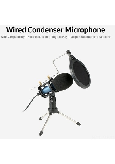 Novahub Profesyonel Kondenser Mikrofon - Gürültü Azaltma, Kulaklık Çıkışı, Tripod Ve Pop Filtre Dahil