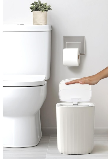 Okyanus Home Hareket Sensörlü 12lt Kırık Beyaz Çöp Kovası Beyaz