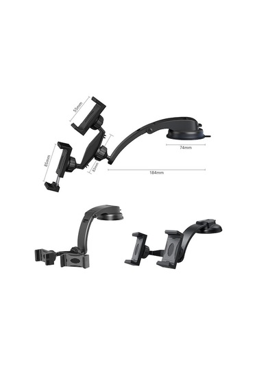 Wondernest Araba Dashboard Vantuzlu Çift Chuck Cep Telefonu Tutucu Standı Zpt1 Siyah