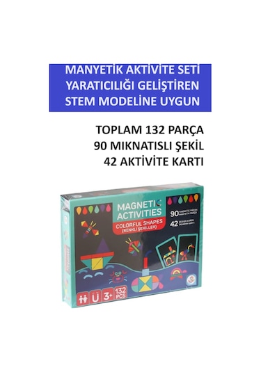 Manyetik Renkler Ve Şekiller Yaratıcı Aktivite Seti Stem Modeline Uygun 132 Parça
