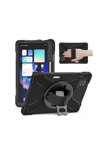 Xiaomi Uyumlu Pad 6 / Pad 6 Pro Pc + Silikon Tablet Kılıfı El Kayışı İle Dönebilen Kickstand Koruyucu Kapak