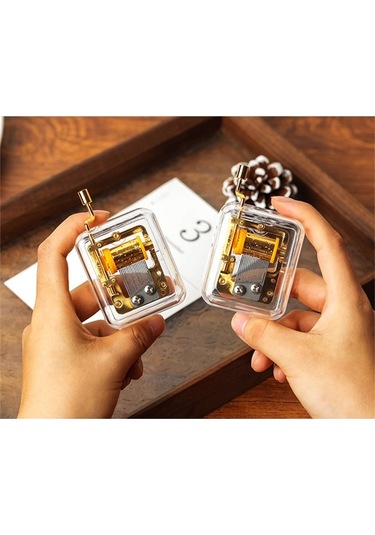 Ulzyvf El Yapımı Mekanik Müzik Kutusu - Şeffaf Akrilik Klasik Melodi Hediyelik Altın/gümüş Zenginliği Altın