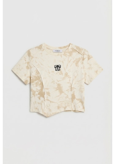 Itsbasic Kadın Bej Ekru W5 Özel Kumaş Elastan Crop Top