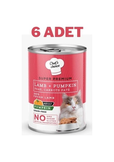 Chef's Choice Lamb Pumpkin Kuzulu Balkabaklı Pate Kedi Konservesi 6 x 400 G