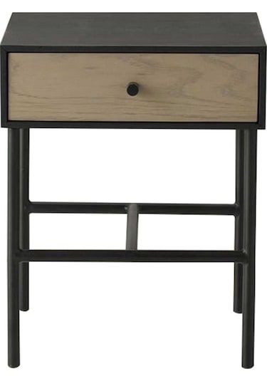 Tia Siyah Metal&ahşap Yan Sehpa - Kahverengi