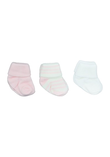 Sebi Bebe Kıvrık 3'lü Bebek Çorabı 6100 Ekru - Pembe