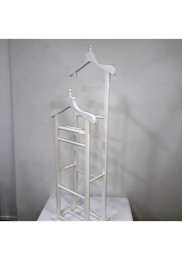 Dilsiz Uşak St Çift Tepe 12346 Model Parlak Beyaz Lake Askılık Ahşap Kayın Torna Elyapı Beyaz
