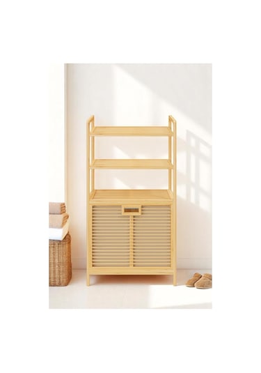 Digithome Bambu Xl Kirli Sepetli 3 Raflı Çok Amaçlı Banyo Düzenleyici Çamaşır Sepeti Organizer Db-0011 Ahşap